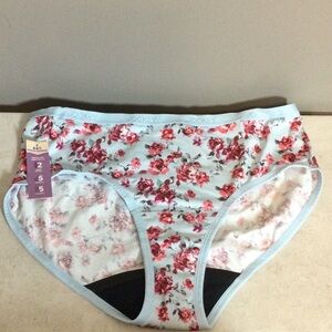 NWT L Jockey Blue Floral Print Worry Free Hi-Cut Briefs